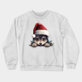 Christmas Peeking Baby Wolf Crewneck Sweatshirt